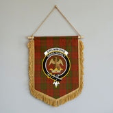 Drummond Clan Tartan Crest Wall Hanging Banner - Wood Pole